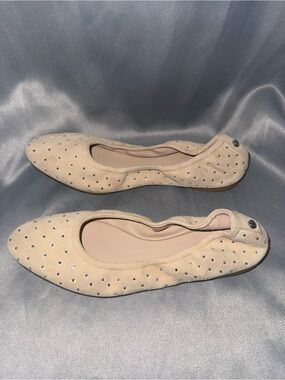 Stuart Weitzman Cream Rhinestone-Embellished Ballet Flats